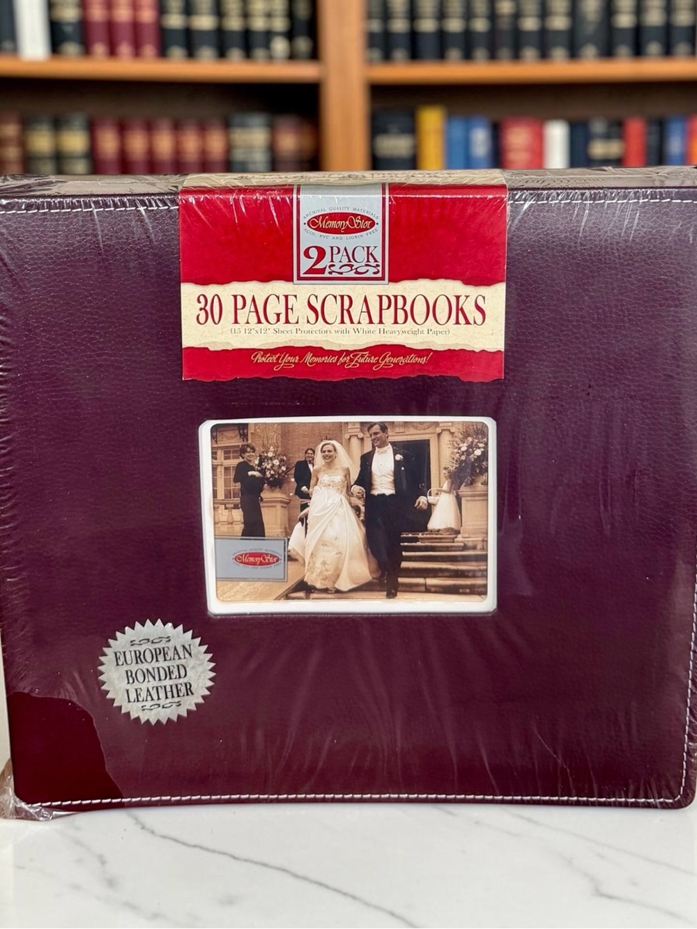 New Memory Stor 12 x 12 Burgundy Leather Scrapbook Albums 2-Pack